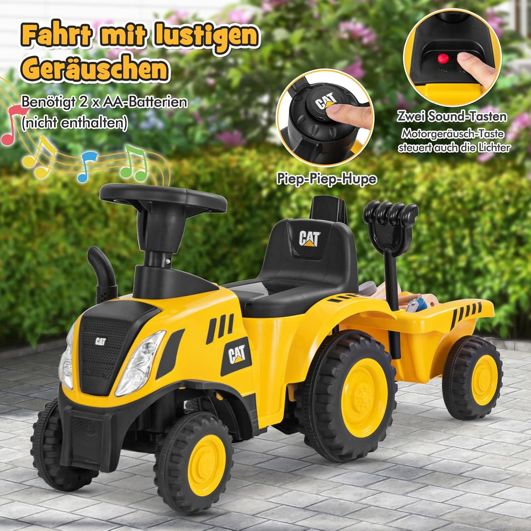 COSTWAY Rutschauto mit abnehmbarem Anhänger, Rutscher Traktor mit Schaufel & Rechen, Rutschfahrzeug