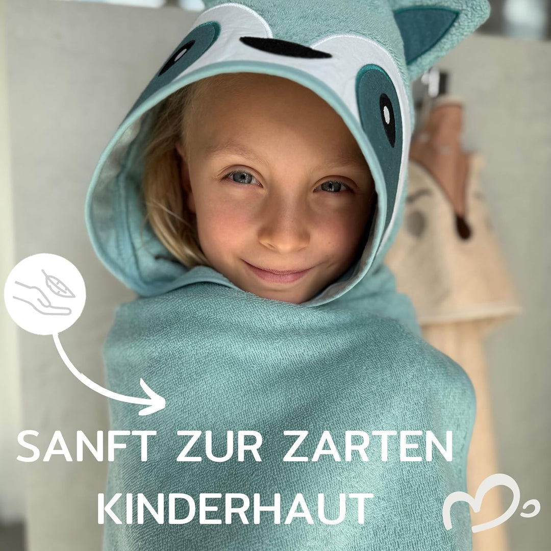 Kapuzenhandtuch Baby 100x100 cm mit Waschlappen – Bio Baumwolle – Babyhandtuch für Neugeborene &amp; Kle