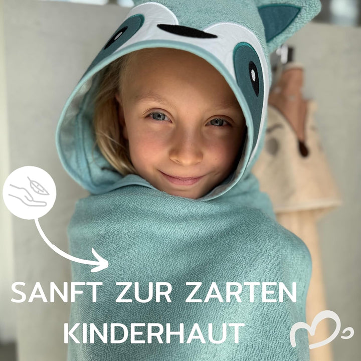 Kapuzenhandtuch Baby 100x100 cm mit Waschlappen – Bio Baumwolle – Babyhandtuch für Neugeborene &amp; Kle