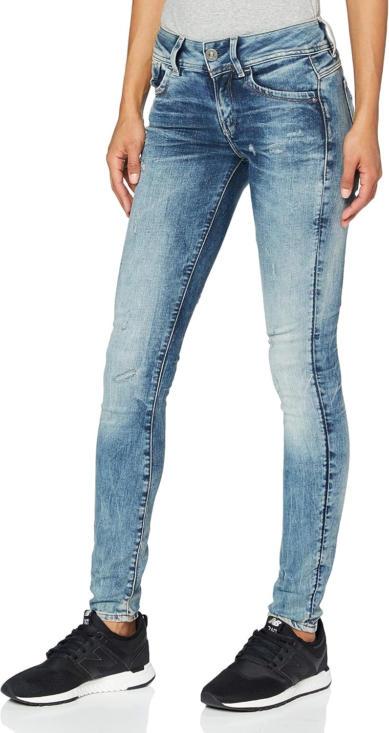 G-STAR Raw Women's Lynn Mid Skinny Jeans Jeans 26W / 30L Blau (Vintage Medium Aged Small Destroy D06
