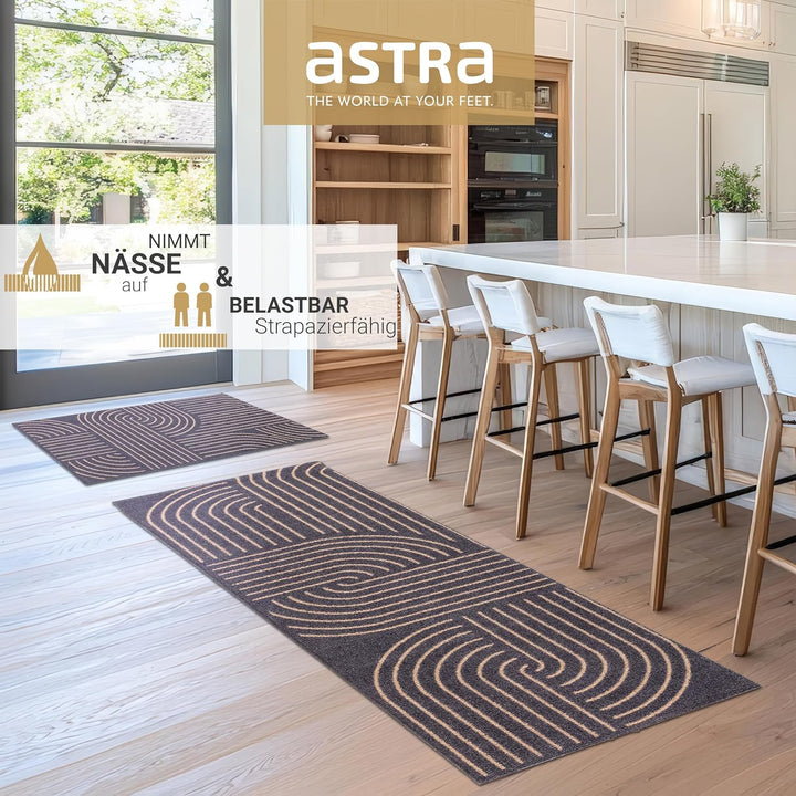 Astra rutschfeste Sauberlaufmatte innen - Kringel schwarz 50 x 70 cm - Wohnraum Fussmatte Design - E