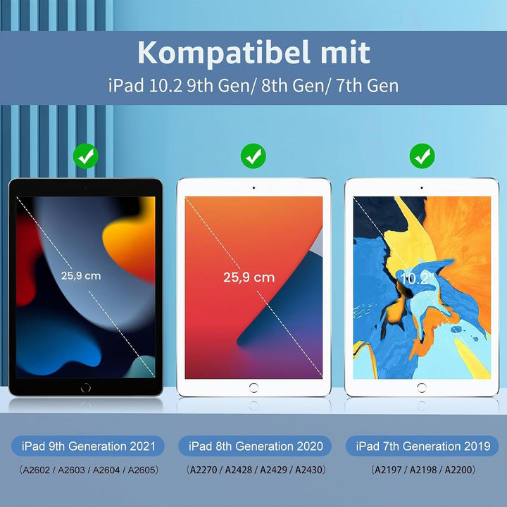 JKSML Tastatur Hülle für iPad 9./ 8./ 7. Generation (2021/2020/ 2019) mit Pencil Halter, Soft TPU Rü
