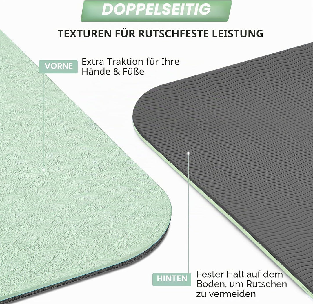 CAMBIVO Yoga Matte 183cm x 61cm, 8mm Dicke Pilates Matte Gymnastikmatte Rutschfest &amp; Gepolstert,Yoga