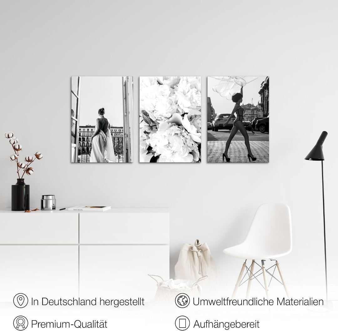 Novart Bilder Set Coco - Kein Extra Rahmen benötigt - Wandbilder für Wohnzimmer Mädchen Teenager - 3