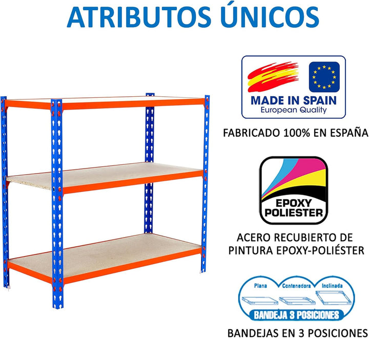 SimonRack Schwerlastregal, Lagerregal, 90x100x30 cm, Metallregal, Kellerregal, Biegestelle 150 kg, 3