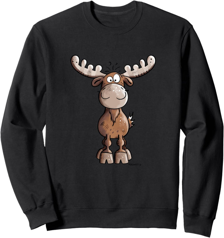 Crazy Elch I Hirsch Rentier Fun Jagd Weihnachten Tiermotiv Sweatshirt