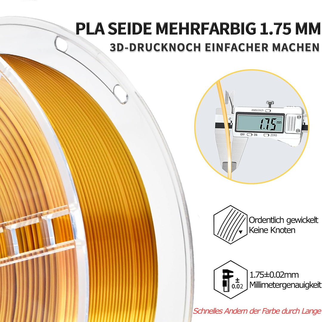 iBOSSPLA Plus Shiny Silk 3D Drucker Filament 1.75mm, Silk PLA+ 3D Druck Filament mit Seidenglattes,