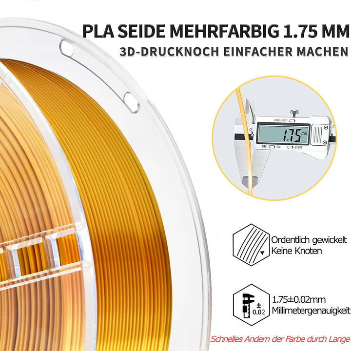 iBOSSPLA Plus Shiny Silk 3D Drucker Filament 1.75mm, Silk PLA+ 3D Druck Filament mit Seidenglattes,
