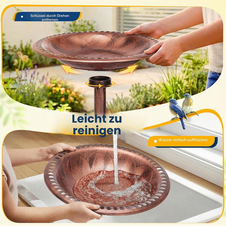 VIVOHOME Vogeltränke 71cm hoch Polyresin leicht antike Optik für Aussenbereich Antike Bronze, Antike