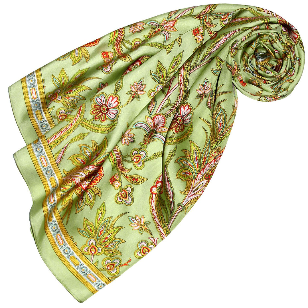 Lorenzo Cana Damen Seidentuch aufwändig bedrucktes Tuch 100% Seide - 90 cm x 90 cm harmonische gruen