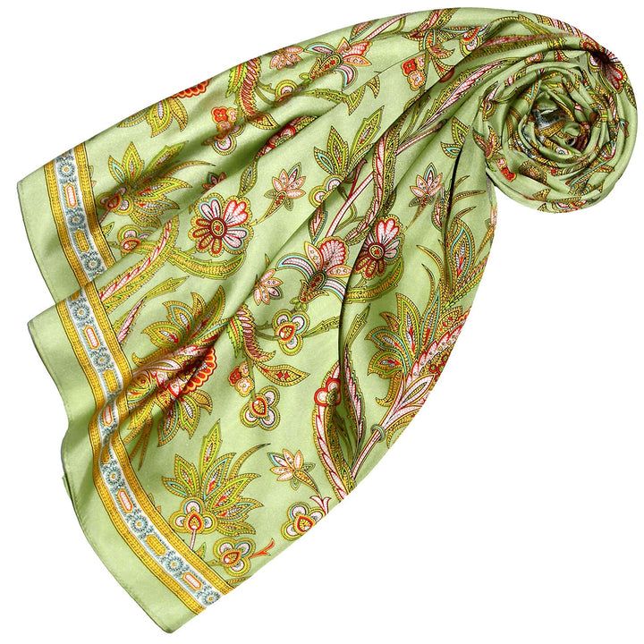 Lorenzo Cana Damen Seidentuch aufwändig bedrucktes Tuch 100% Seide - 90 cm x 90 cm harmonische gruen