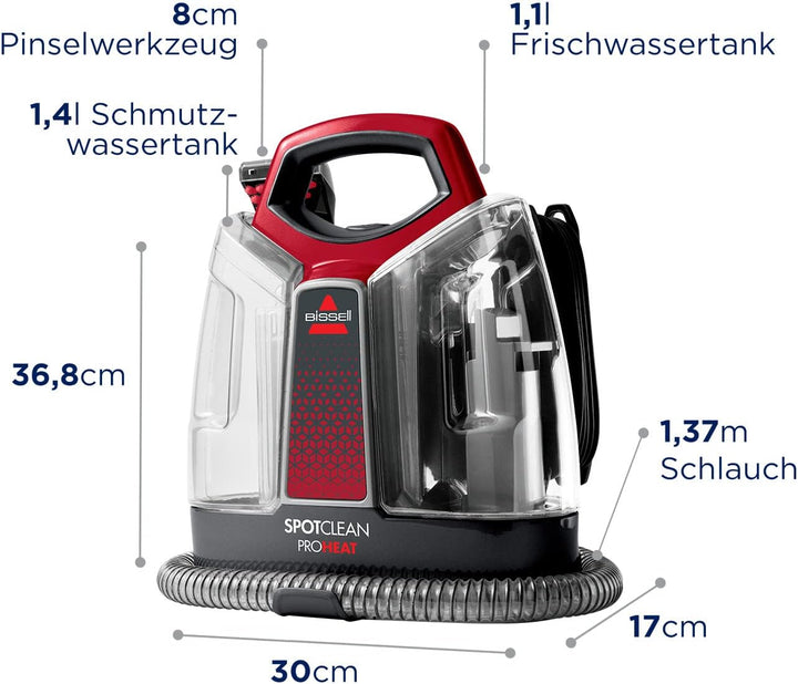 BISSELL SpotClean ProHeat | Fleckenreiniger für Teppiche, Vorleger, Polster, Treppen und Autos | Ent