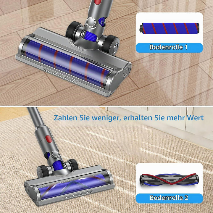 Bürste kompatibel für Dyson V7, V8, V10, V11, V15, Bürste mit 4-LED-Leuchten, Bürste mit 2 Ersatzrol