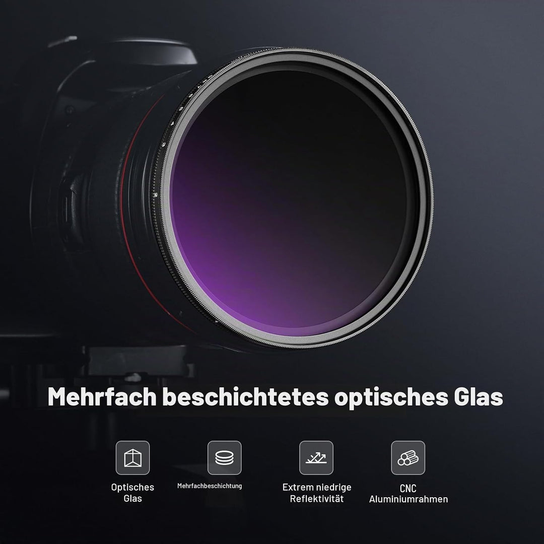 NEEWER 67mm Variabler ND Filter ND2-400 (1-9 Stop) mit 3X Reinigungstuch, Einstellbarer, drehbarer G
