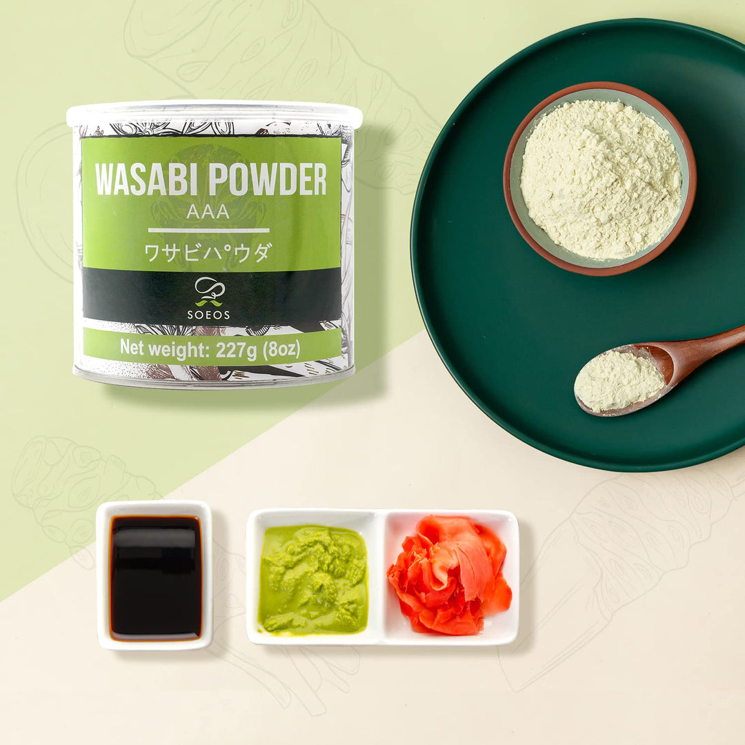 Soeos Premium Wasabi Pulver 227 g mit echtem Wasabi Grade AAA Pulver Wasabi Pulver für Sushi Sushi P