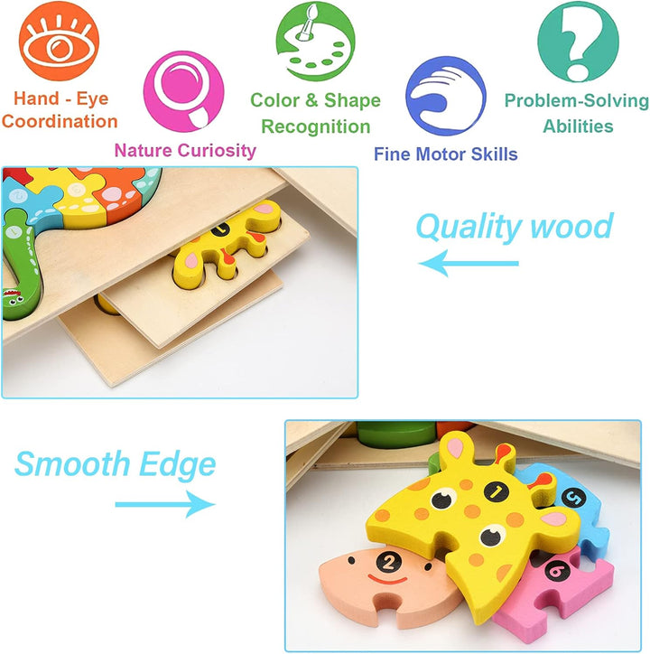 Holzpuzzle für Kleinkinder von 1-3 Jahren, Montessori-Spielzeug für Kinder ab 2 Jahren, lernendes pä