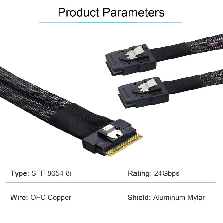 cablecc PCI-E Ultraport Slimline SAS Slim 4.0 SFF-8654 8i 74pin auf Dual SFF-8087 Mini SAS Kabel PCI