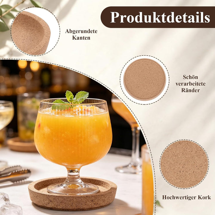 Korkuntersetzer Rund Mit Rand | 16er Set Korkuntersetzer Kork Untersetzer