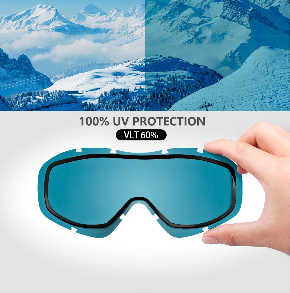 OutdoorMaster Unisex Skibrille OTG für Damen und Herren, Snowboard Brille Schneebrille 100% UV-Schut