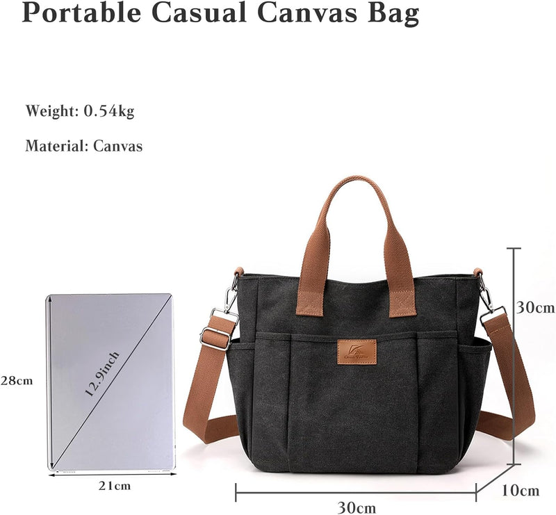 CORIOS Canvas Schultertasche Damen Handtasche Grosse Kapazität Umhängetasche Casual Henkeltaschen Mu