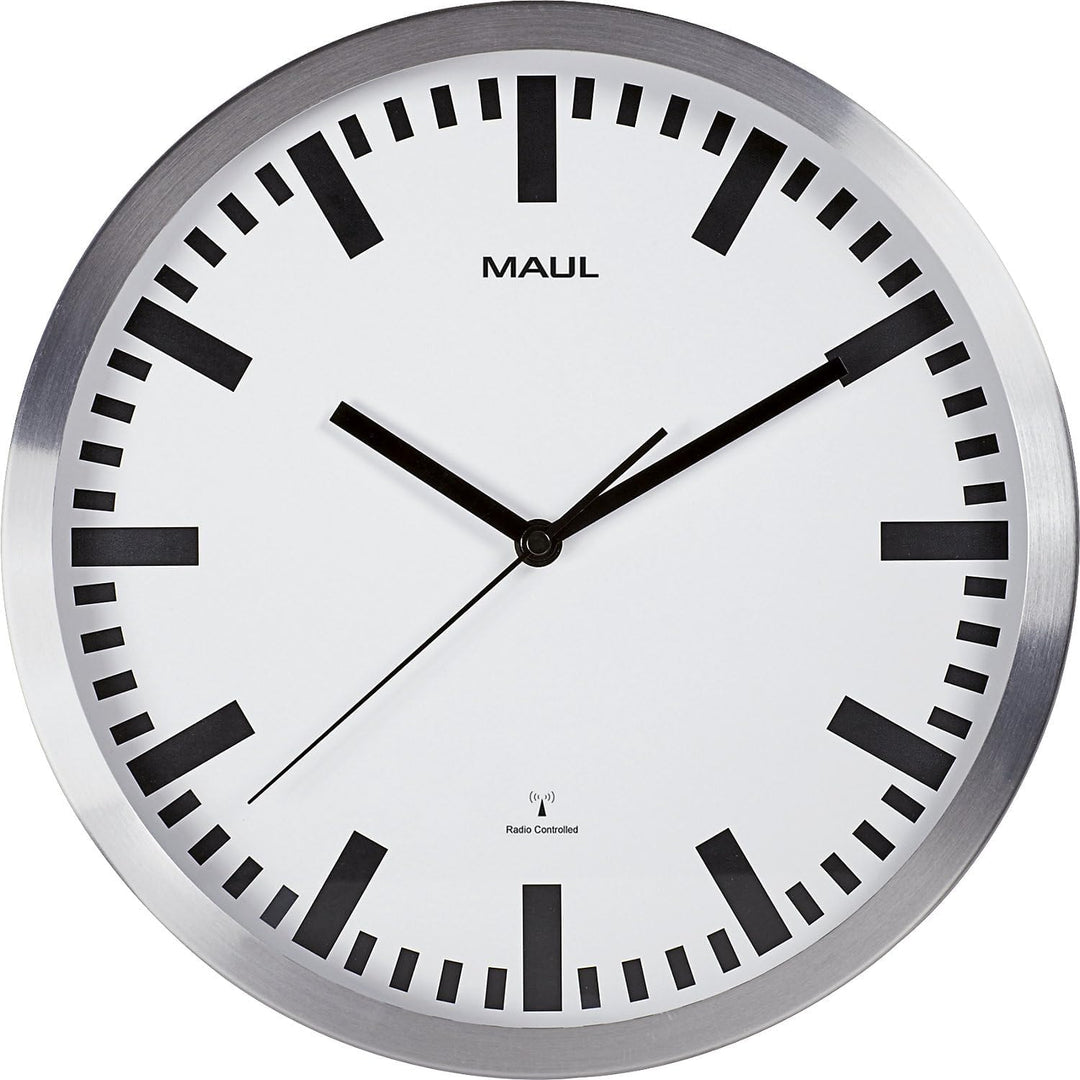 MAUL Wanduhr MAULpilot Ø 30cm | stilvolle Uhr mit weissem Ziffernblatt | gute Lesbarkeit | automatis