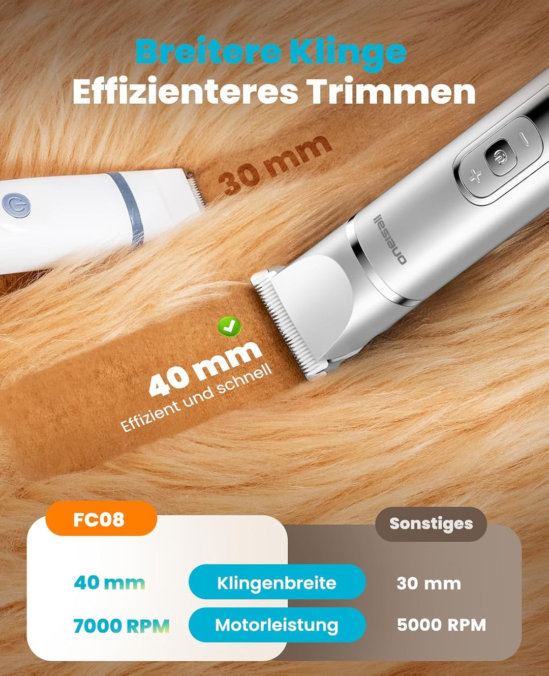 oneisall 4 in 1 Hundeschermaschine Katze, Leise Pfotentrimmer für Hunde, LCD-Anzeige Schermaschine K