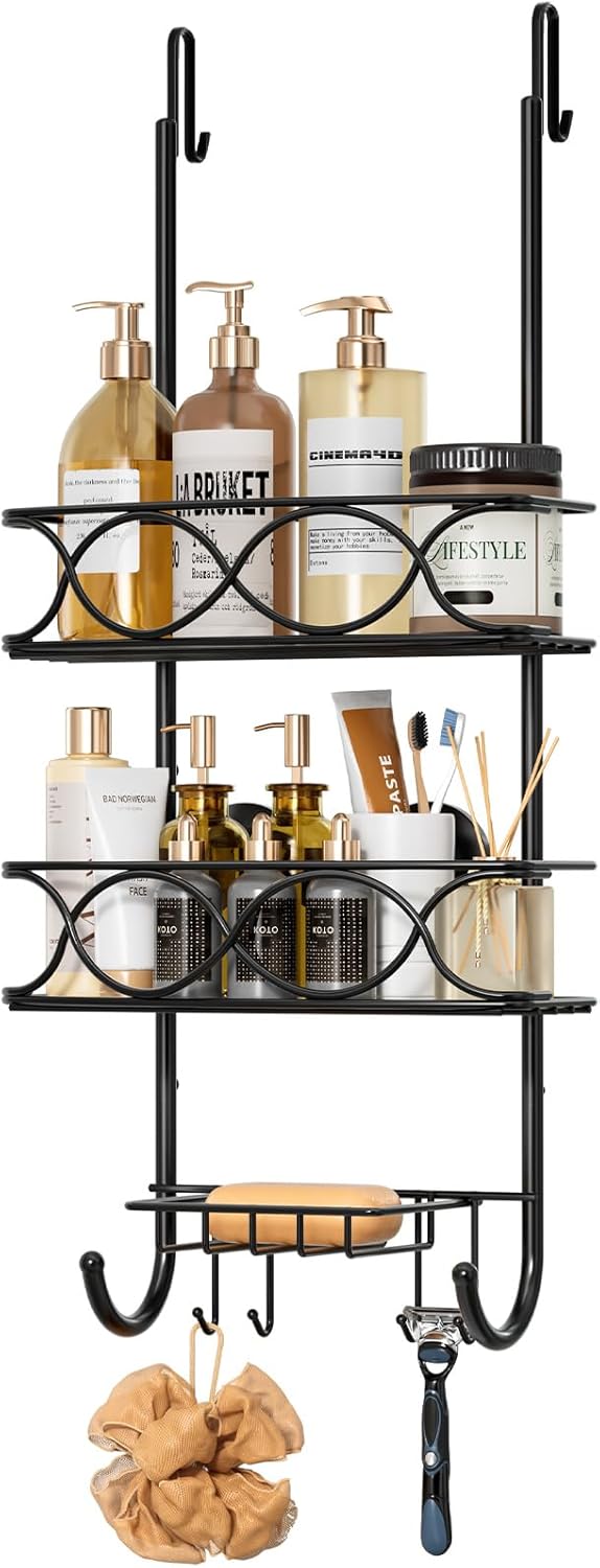 TAILI Saugnapf Hängende Duschablage Zum Hängen mit Rasierständer & Seifenhalter, Shower Shelf Mit 4