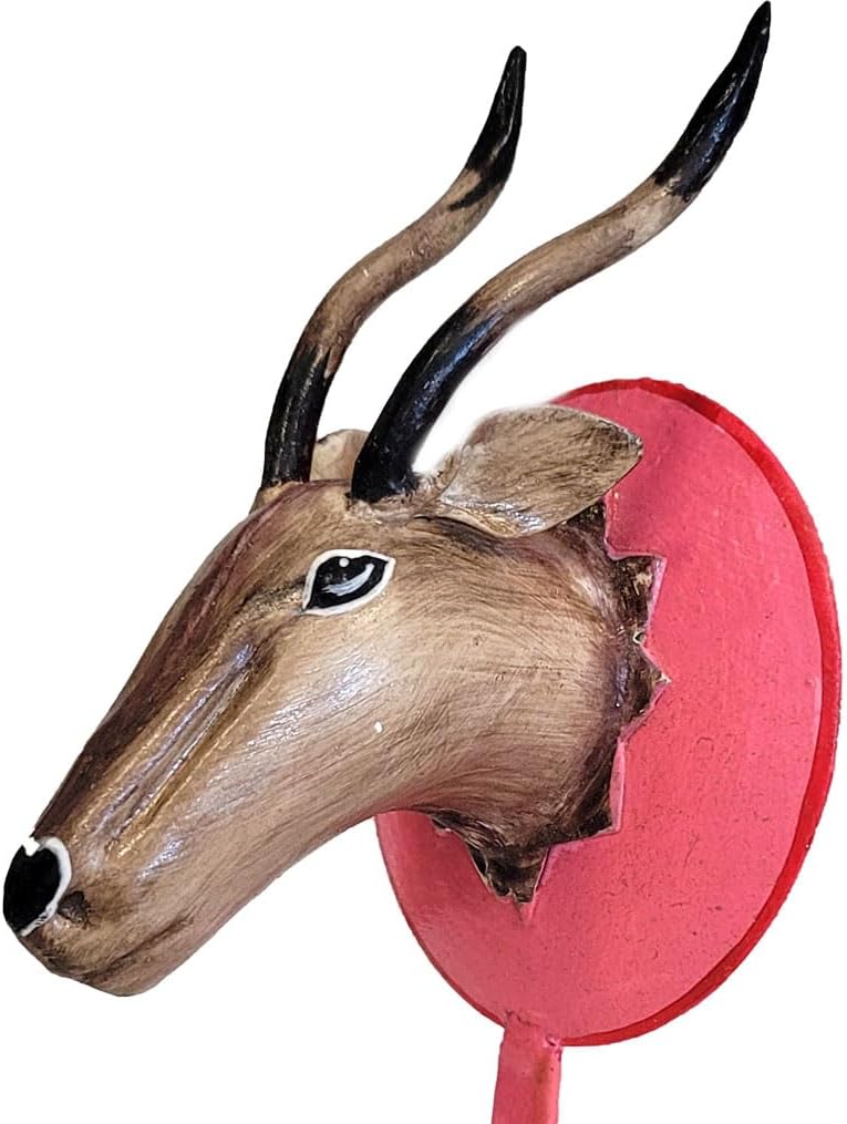 Pape Kunstgewerbe 7 Bunte Wandhaken Wildtiere Safari aus Metall handbemalt je ca 16 x 9 cm. Kleiderh