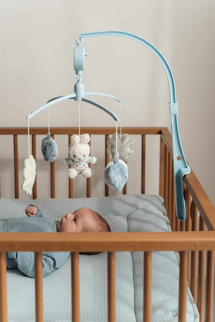 nijntje miffy x Little Dutch Mobile Musik Spieluhr mit Halterung für Babybett Hase Miffy blau - Luck