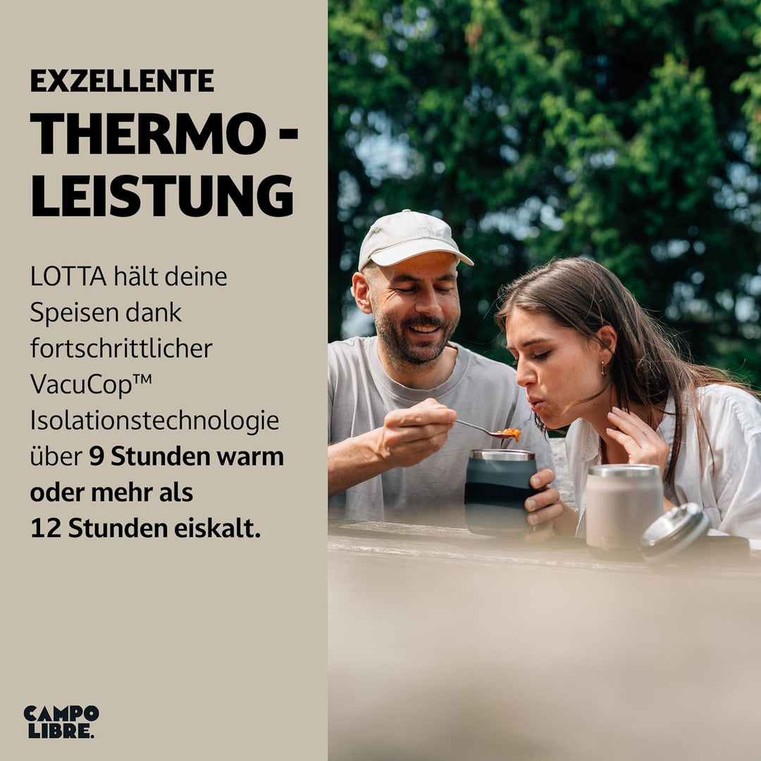 Campo Libre.® Lotta, Thermobehälter für Essen, Edelstahl Thermobecher Essen mit Löffel, Warmhaltebeh