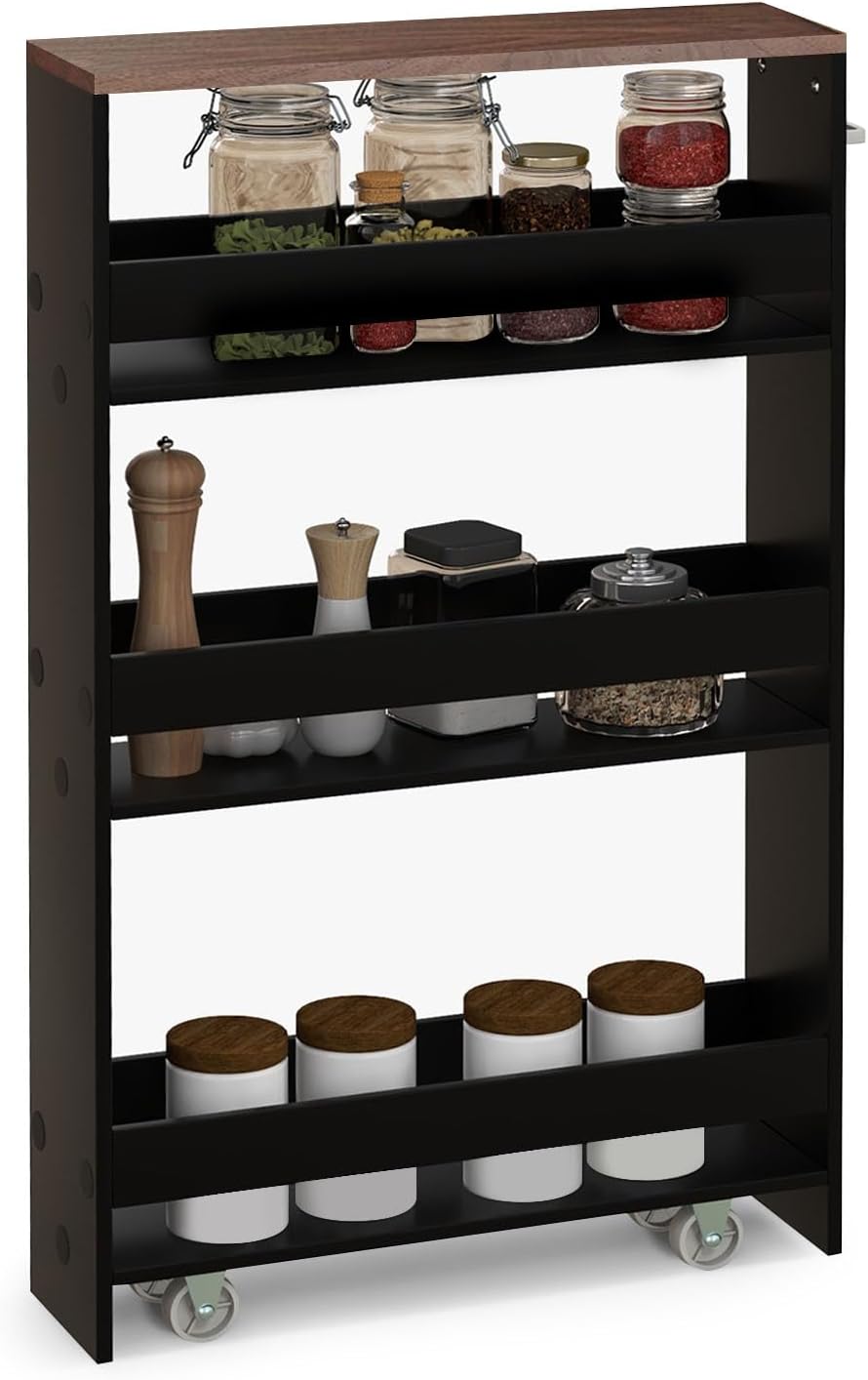 GIANTEX Nischenregal 13cm breit, Küchenregal Küchenschrank Küchenwagen schmal, Nischenschrank Nische