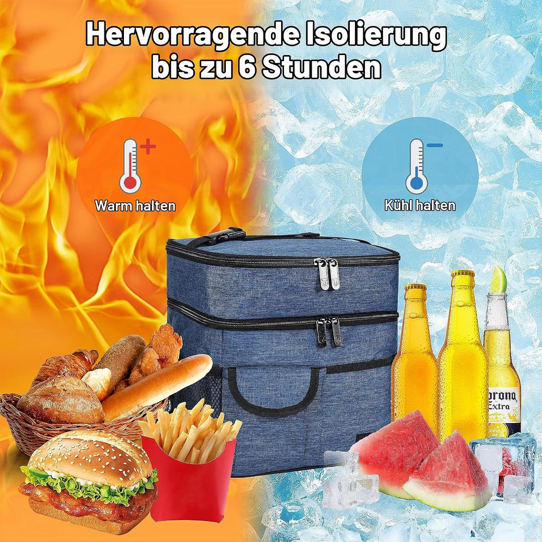 Kato Tirrinia 20L Gross Kühltasche Isoliertasche, Faltbar Picknickkorb Kühlbox mit Flaschentasche 2
