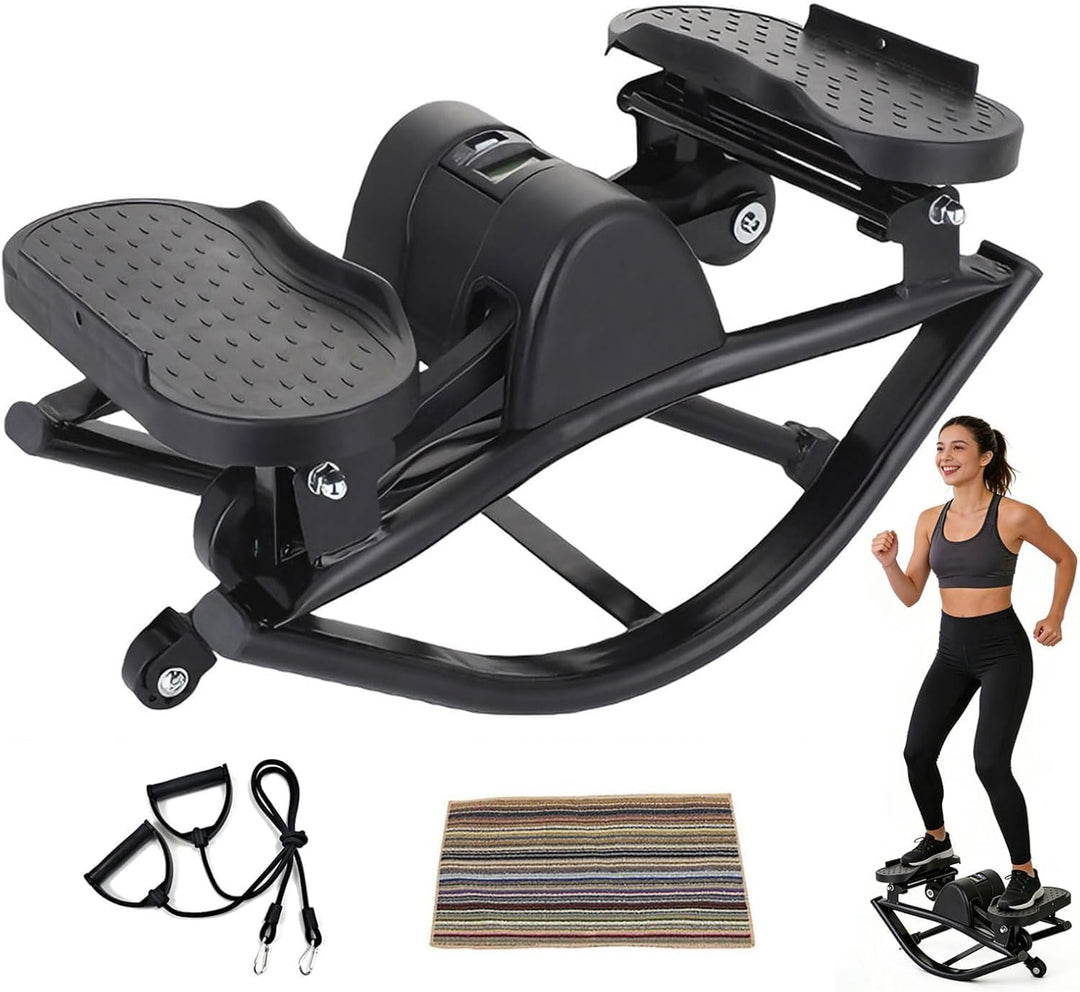 Lateral Rocking Fitness Stepper, Side-to-Side Rock Stepper mit Digitalem Monitor und Widerstandsbänd