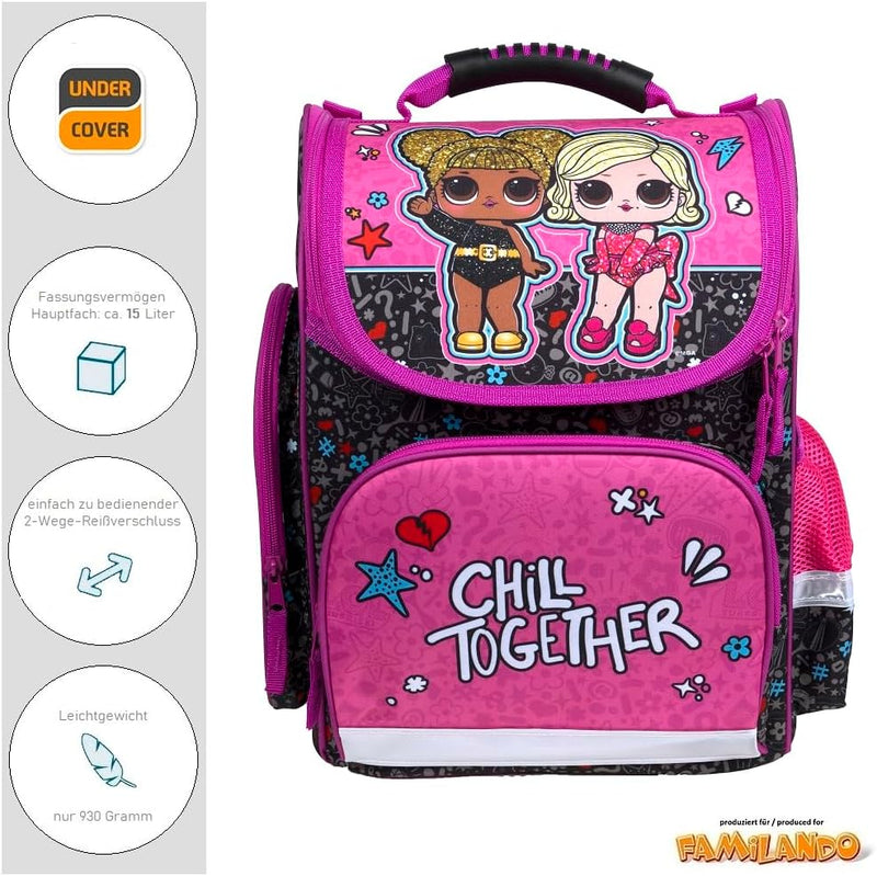 Familando LOL Surprise Schulranzen 1. Klasse für Mädchen · ergonomischer Tornister · LOL Schultasche