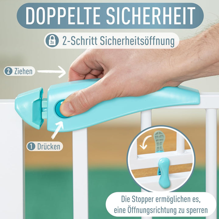 IB STYLE Türschutzgitter Berrin 120-130 cm, Treppengitter für Babys, Treppenschutzgitter ohne Bohren