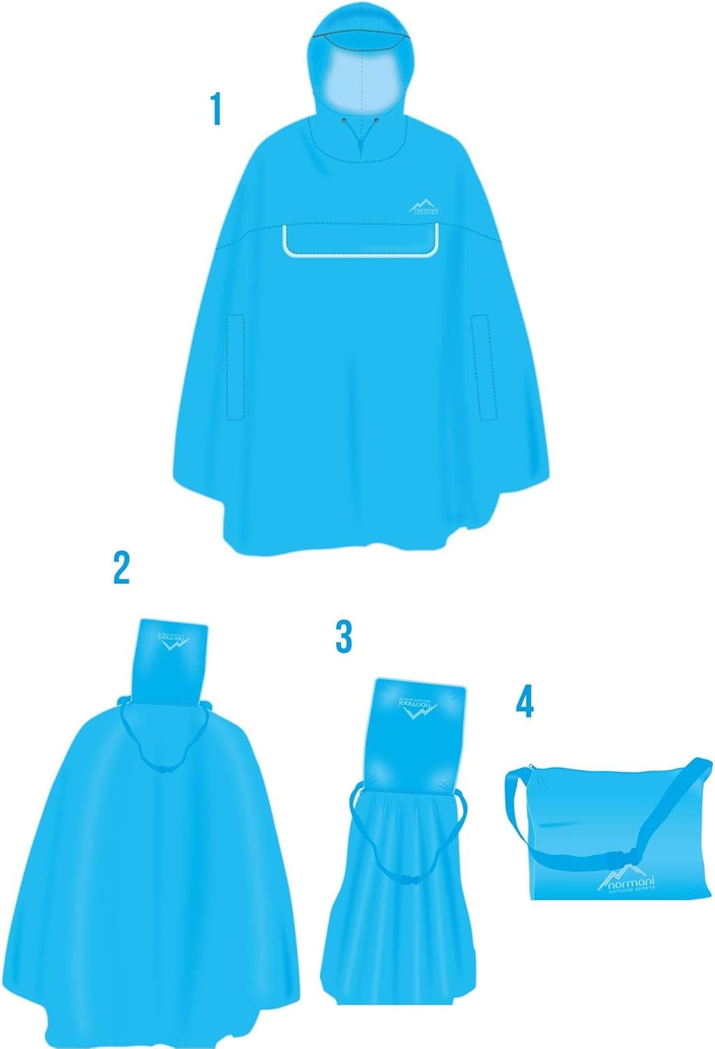normani Regenponcho mit Ärmeln und Brusttasche für Damen und Herren (S-3XL) -YKK Brusttasche und 3M™