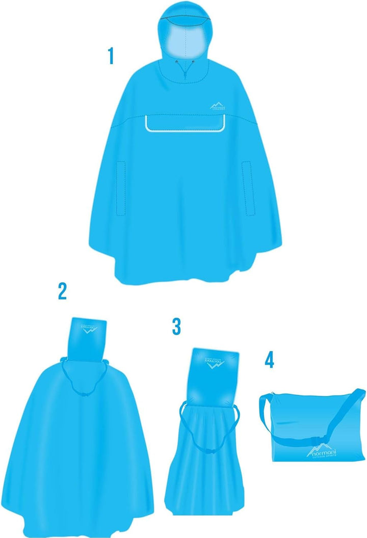 normani Regenponcho mit Ärmeln und Brusttasche für Damen und Herren (S-3XL) -YKK Brusttasche und 3M™