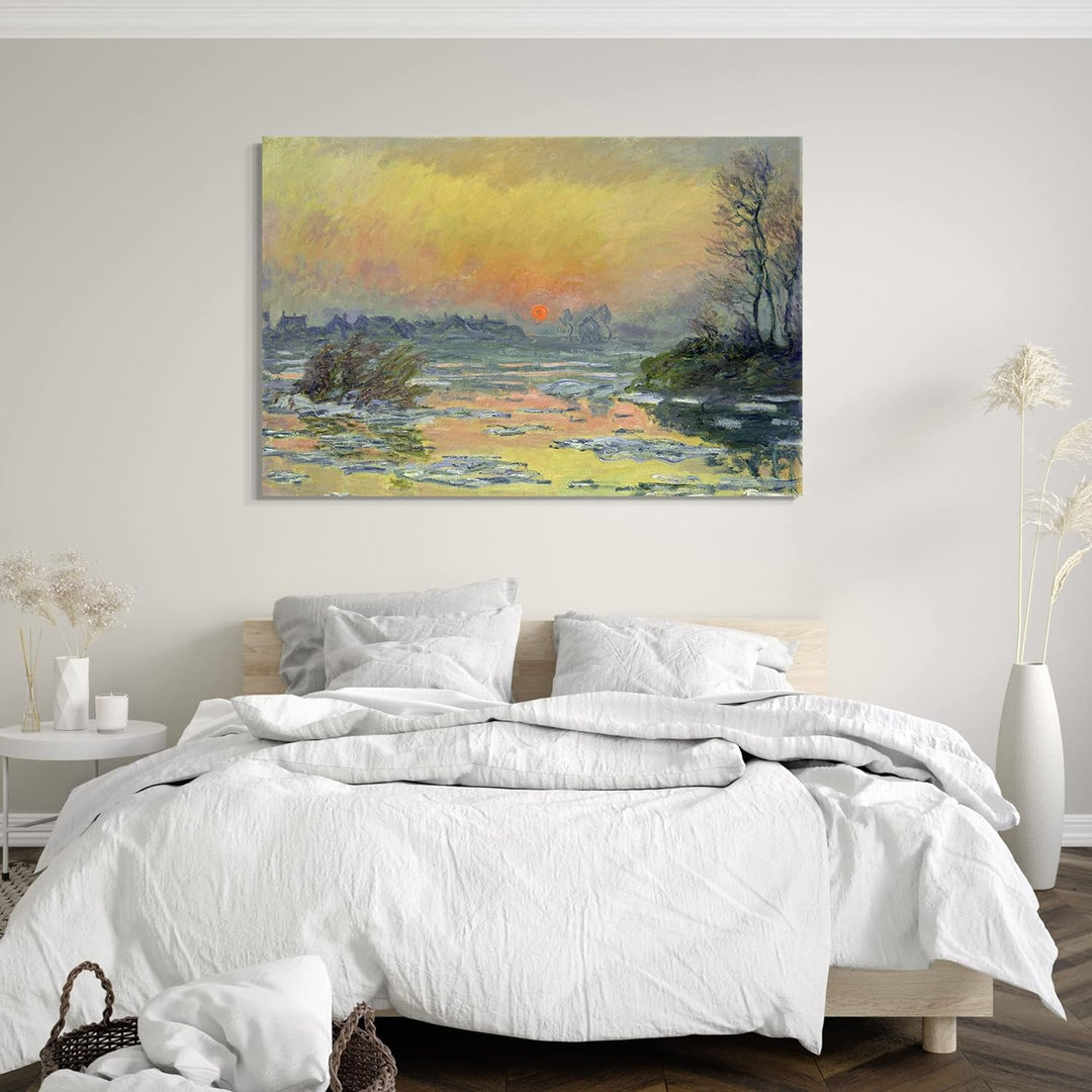 Leinwand (80x60cm): Claude Monet - Sonnenuntergang auf der Seine im Winter 80x60 cm, 80x60 cm