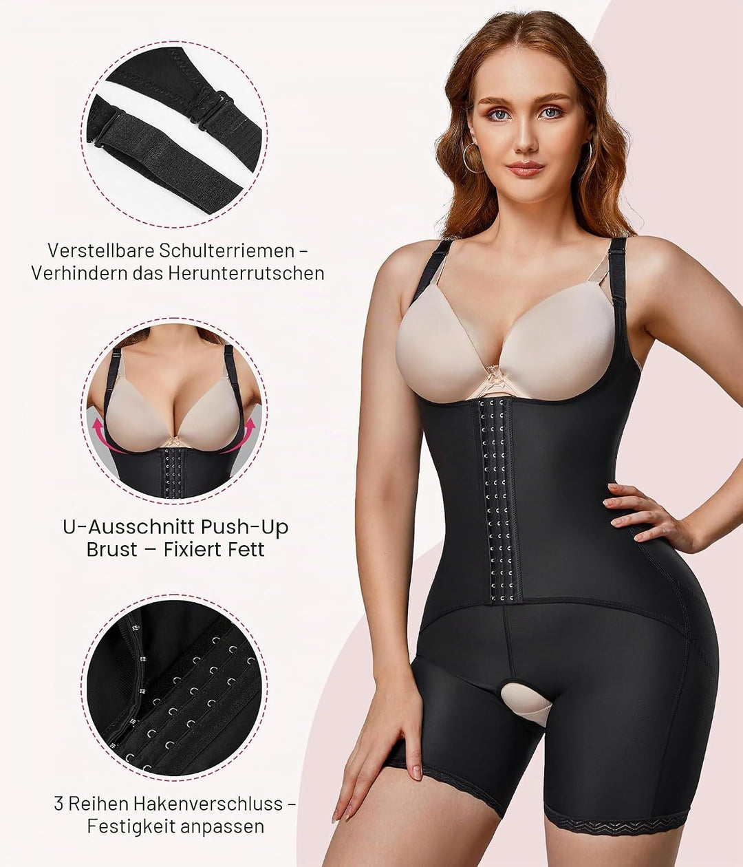 KUMAYES Shapewear Damen Unterbrust Korsett Shaping Bodysuit Bauchweg Body Shaper Figurformender Tank