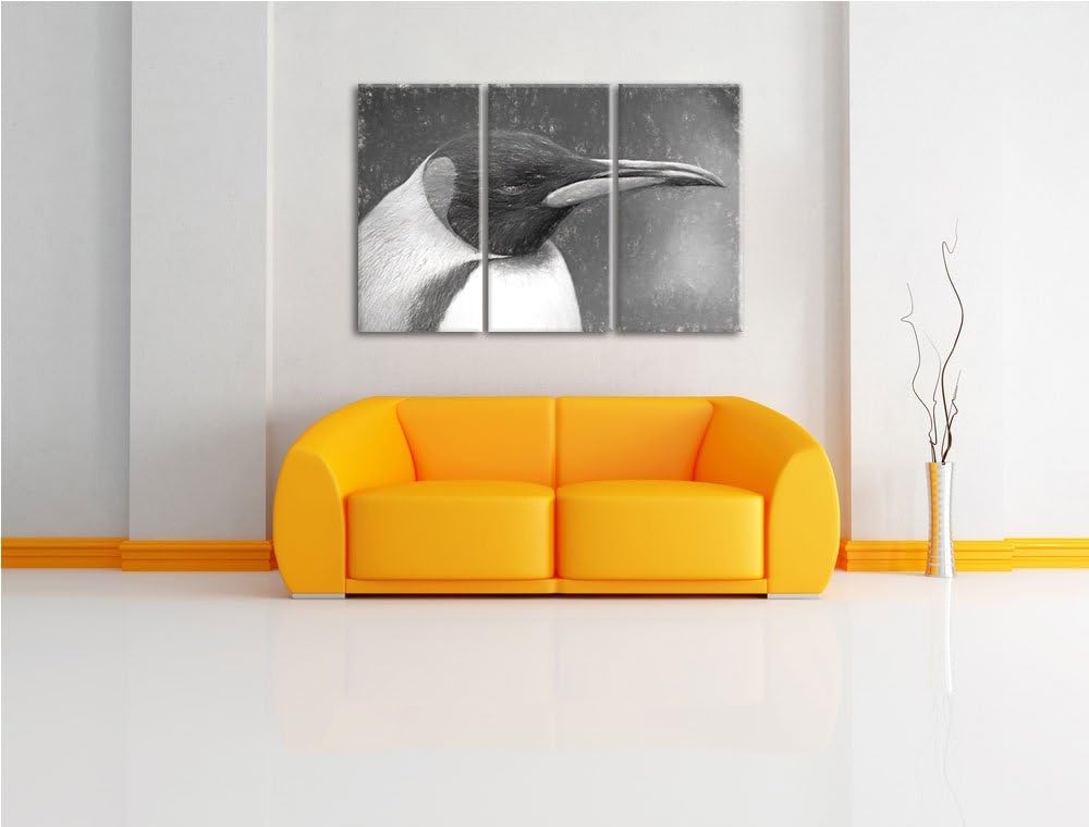 Kaiserpinguin im Profil Spezial 3-Teiler Leinwandbild 120x80 Bild auf Leinwand, XXL riesige Bilder f