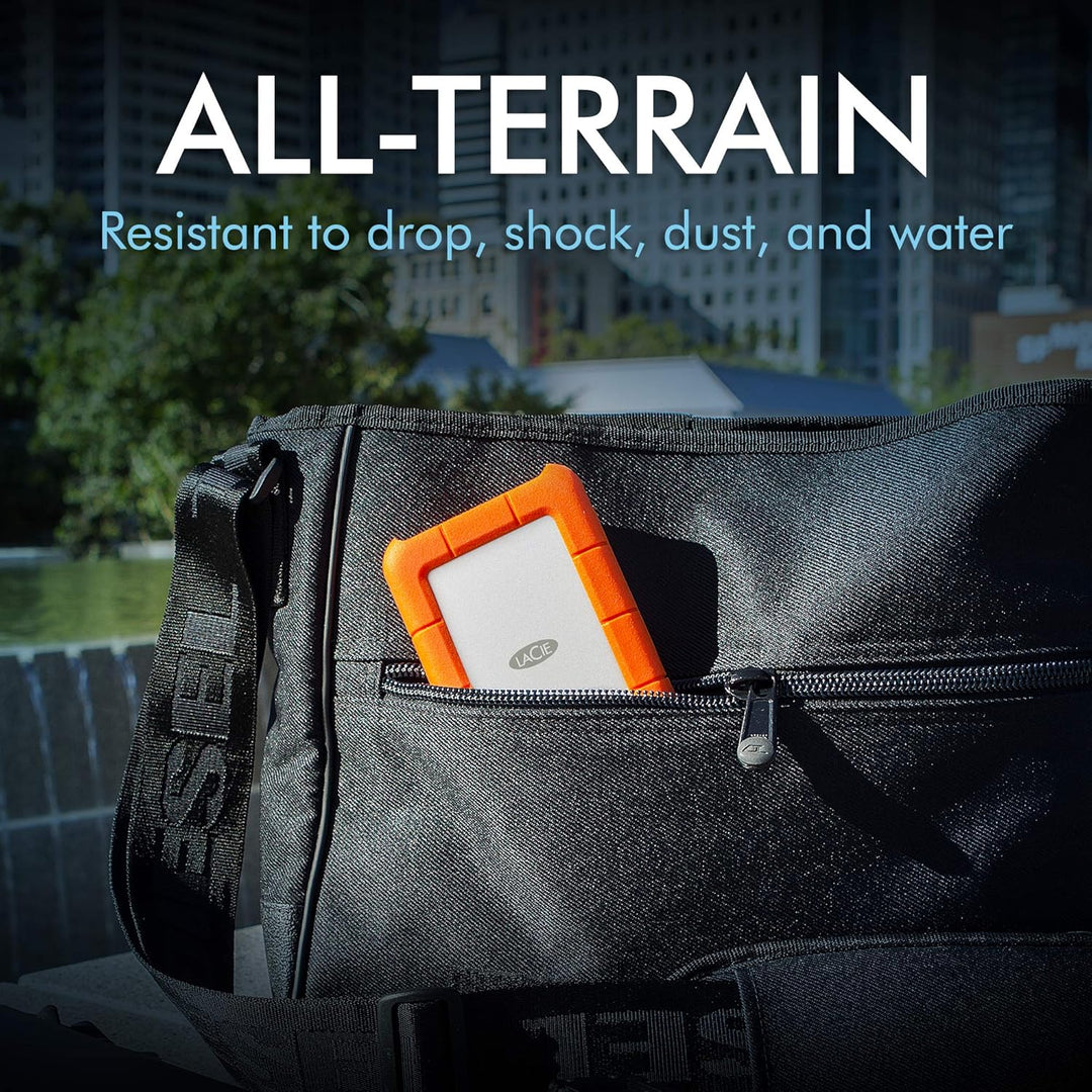 LaCie Rugged Secure 2TB tragbare externe Festplatte, 2.5 Zoll, PC & Mac, inkl. USB-C w/o USB-A Kabel