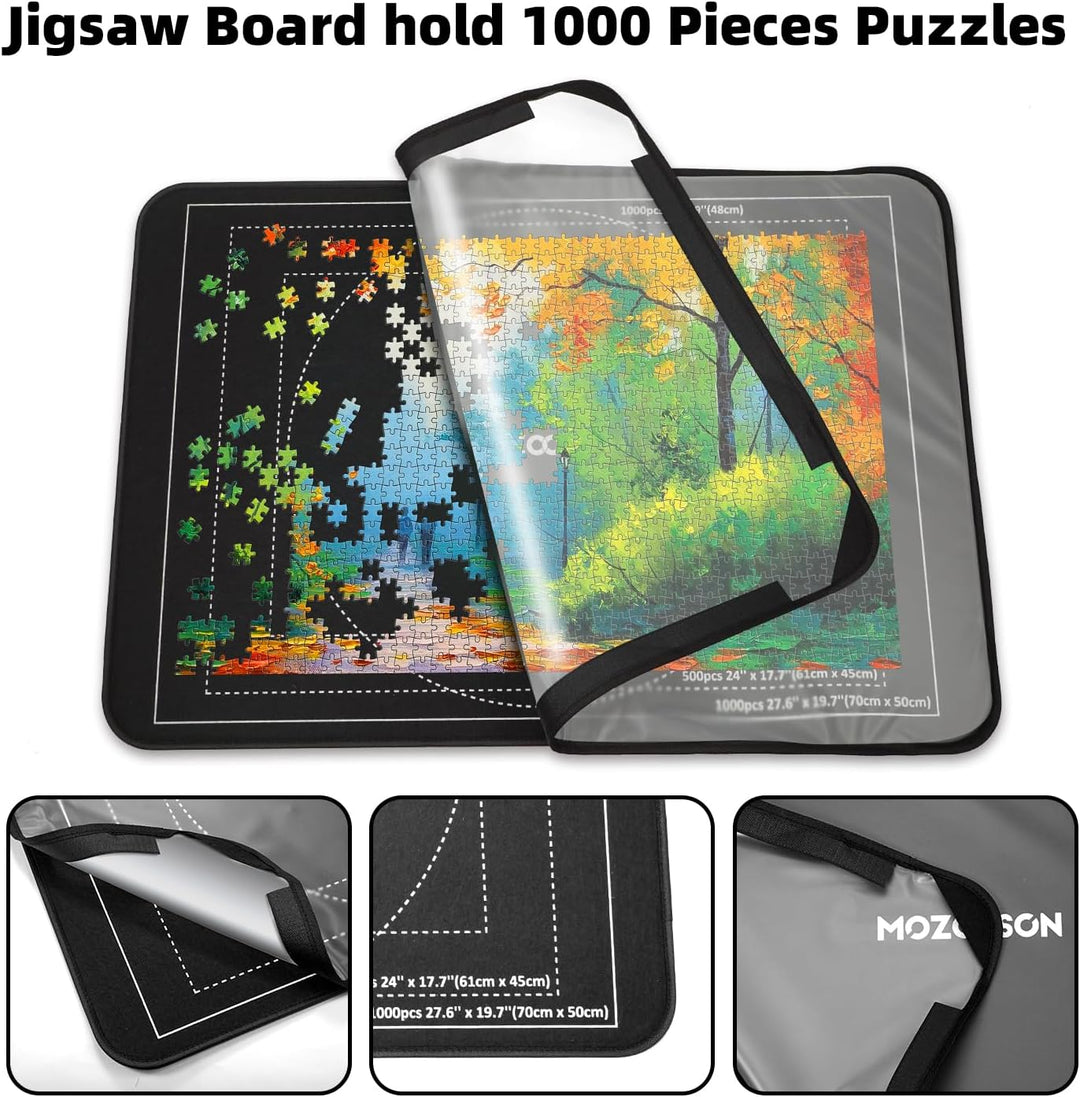 Puzzlematte mit Abdeckung, Puzzlebrett für 1000 500 Teile, 32*22 inches, Rutschfeste Puzzle Board Sa