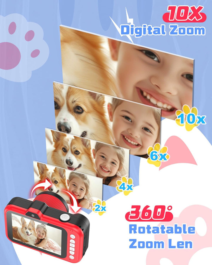 Kinderkamera, Usteetic 3,5" Grossbildschirm 1080P Digitalkamera Kinder mit 360° Drehbares Zoomobjekt