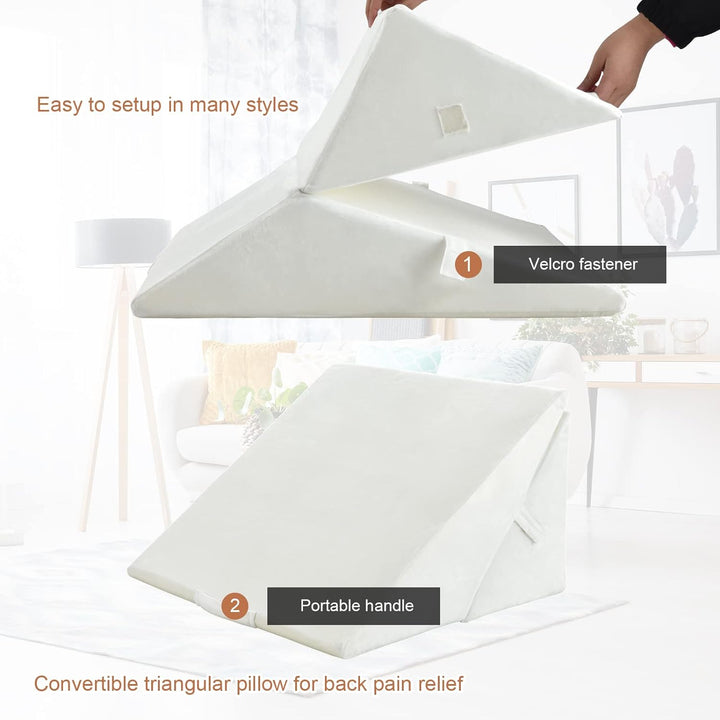 GIANTEX Keilkissen Bett Multifunktions-Keilkissen, Rückenkissen Memory Foam, Bücherkissen Lesekissen