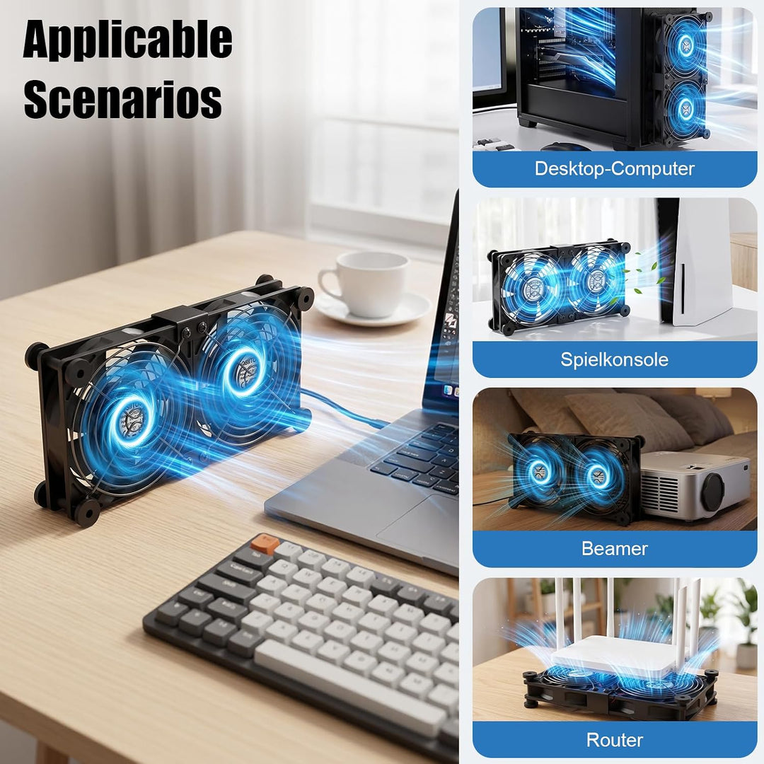 2 in 1 Dual USB Lüfter 120mm 5V, Doppelt USB Ventilator