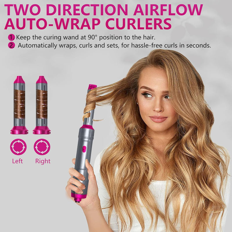 TANSHINE 5 in 1 Hairstyler Auto Airstyler Set,Haarstyler Heissluftbürste Fföhnbürste Warmluftbürste,