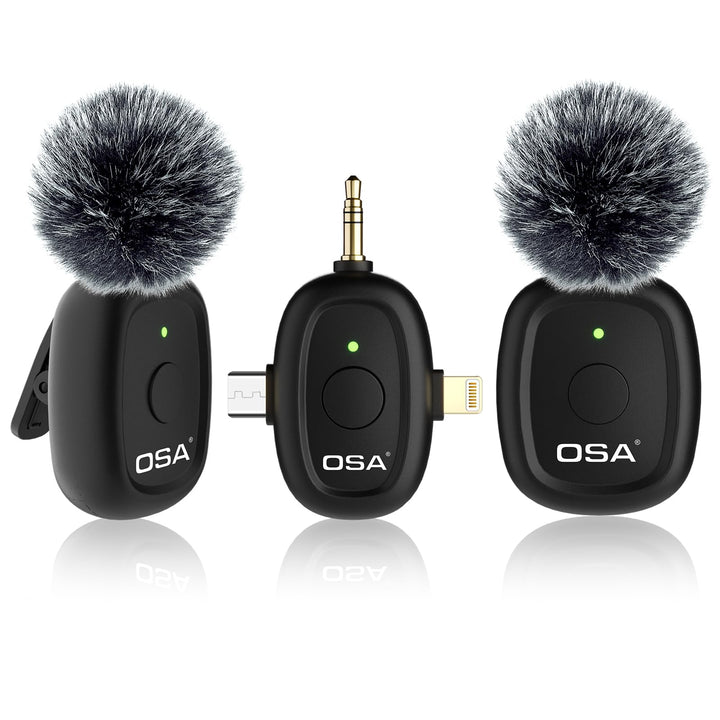 OSA 3 in 1 lavalier mikrofon für Kamera,IOS,Android,und Laptop, 2.4G Ultra Low Delay 8H Lange Arbeit