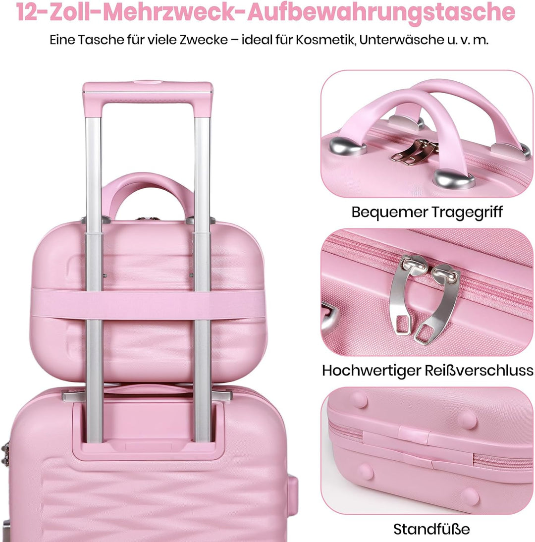 2er-Set Handgepäckkoffer: 20-Zoll-Kabinenkoffer mit Kosmetiktasche – Leichter Hartschalenkoffer aus