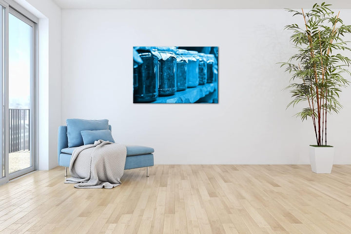 deyoli Eingelegte Früchte Format 80x60 Effekt: Monocrome Blau als Leinwandbild, Motiv fertig gerahmt