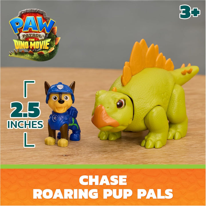 PAW PATROL: Der Dino Film, Roaring Pups, Chase-Figur & Stegosaurus-Dino, der durch Bewegung mit real